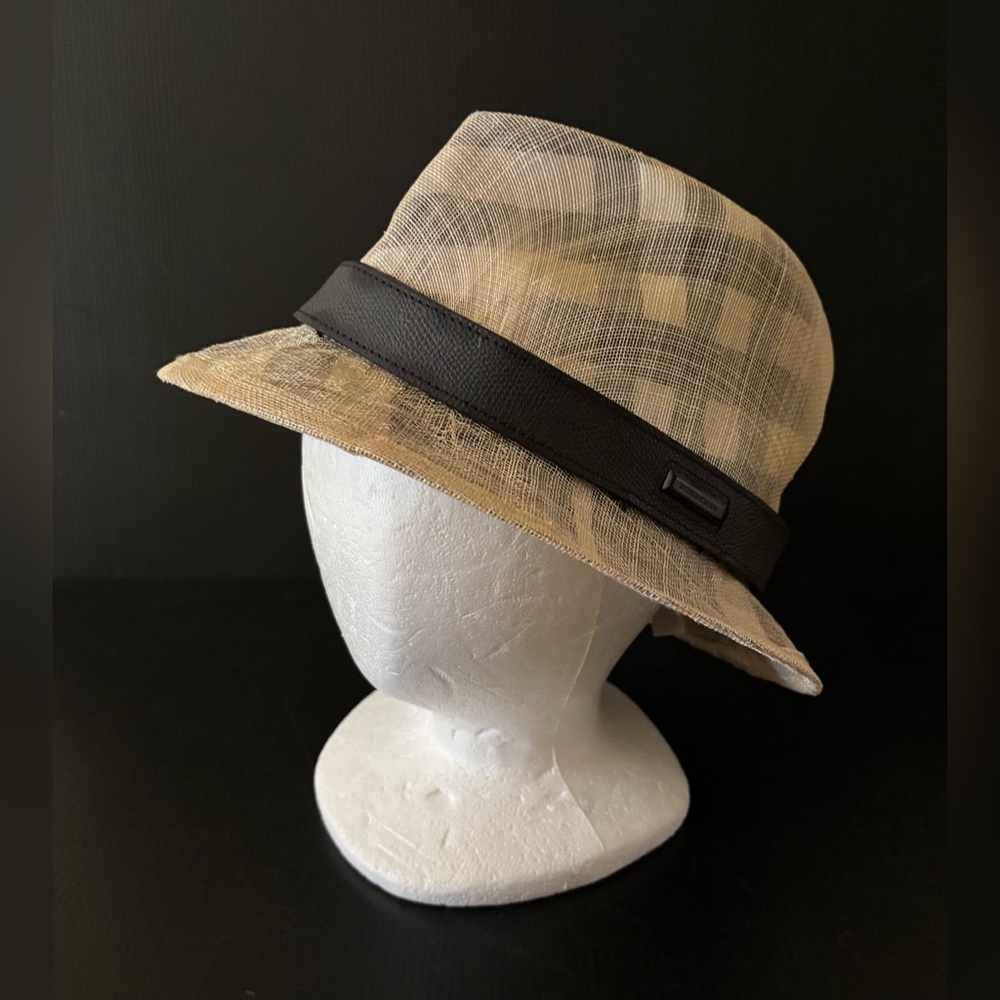 Burberry Panama Hat , Straw & Cotton, Vintage Check